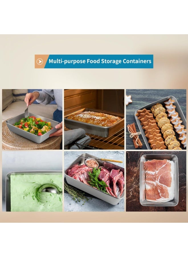 4 Pcs Stainless Steel Food Containers with Clear Lids, Stackable Snack Storage Boxes, Deli Meat Keeper for Refrigerator or Picnic, BBQ Party, Office, Gym Lunch - Image 4